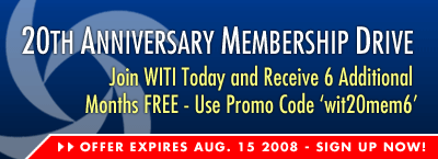 WITI Global Membership Drive... Sign Up Today and Receive 6 Additional Months FREE - Use Promo Code 'wit20mem6'