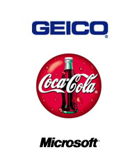 GEICO, Coca Cola, Microsoft